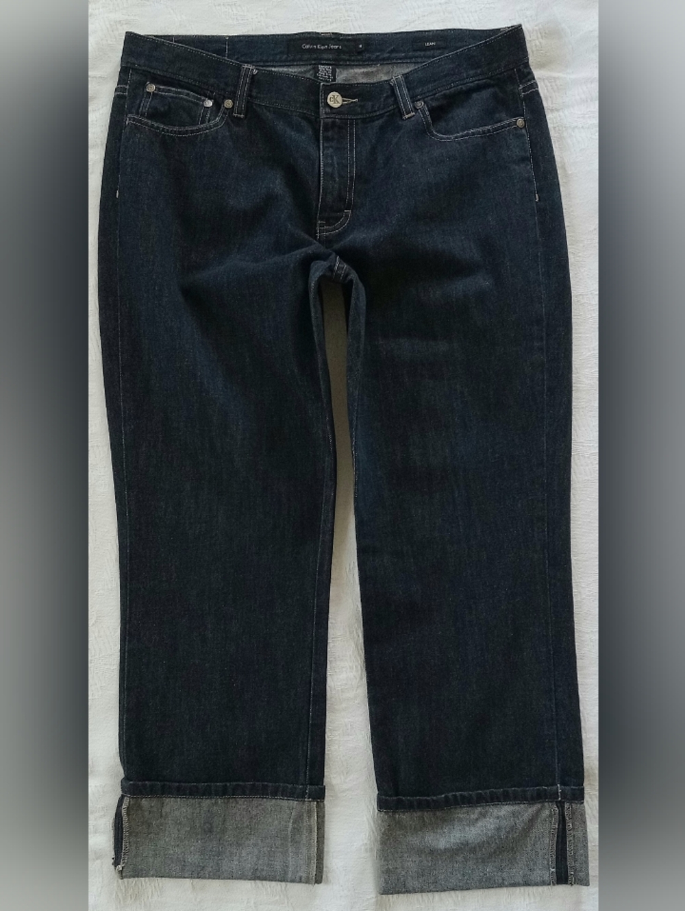 Women's CALVIN KLEIN blue Denim Cuffed Jeans Size 14